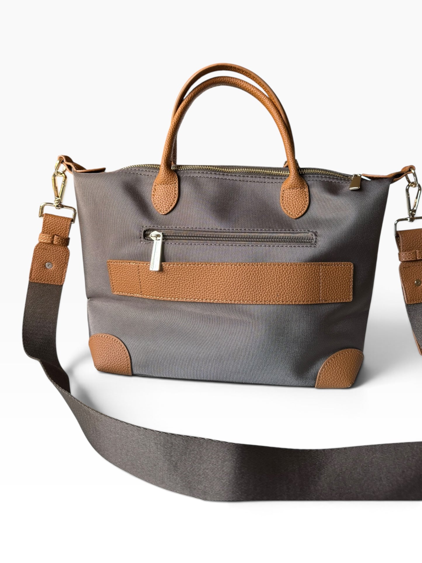 Borsa a Tracolla / A Mano in Nylon e Dettagli in Pelle