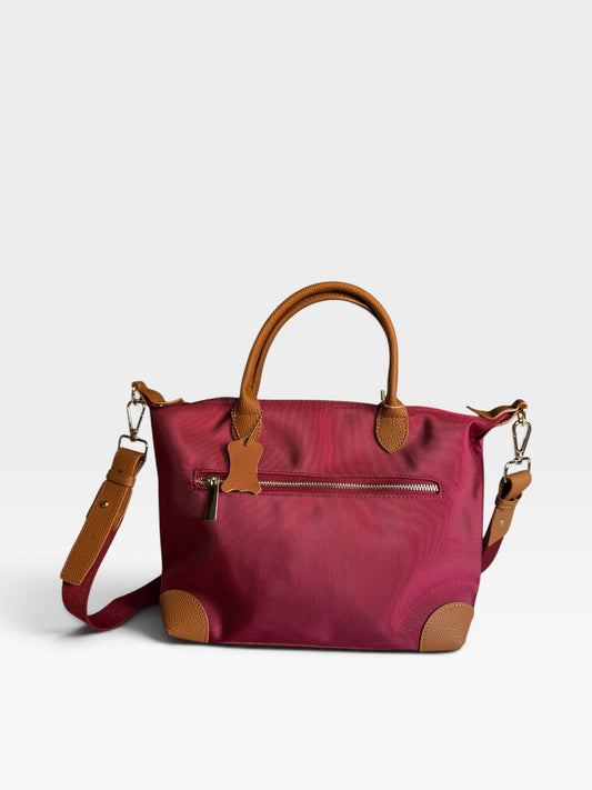 Borsa a Tracolla / A Mano in Nylon e Dettagli in Pelle