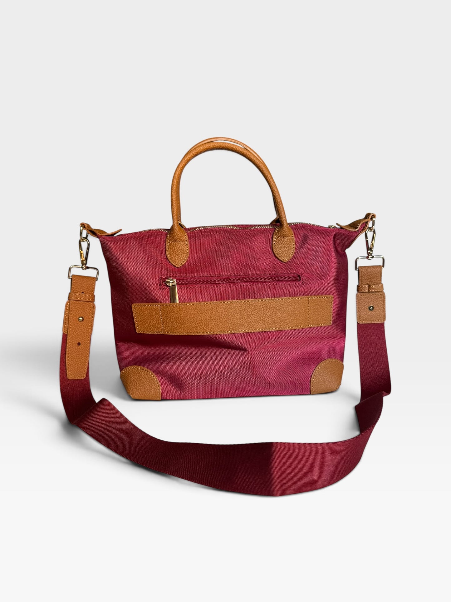 Borsa a Tracolla / A Mano in Nylon e Dettagli in Pelle