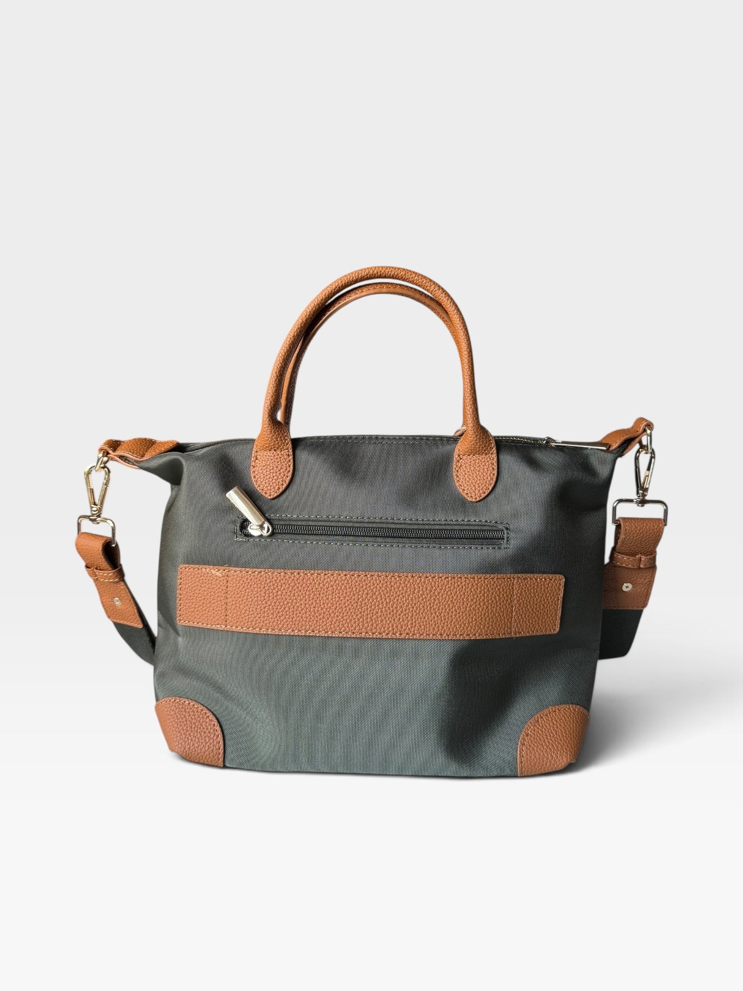 Borsa a Tracolla / A Mano in Nylon e Dettagli in Pelle