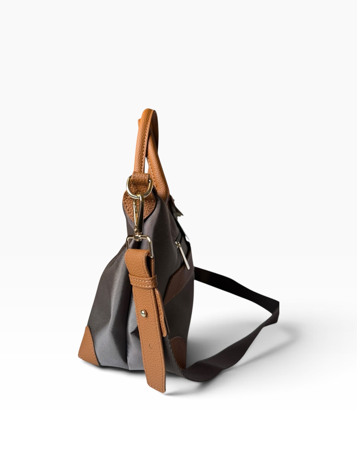 Borsa a Tracolla / A Mano in Nylon e Dettagli in Pelle
