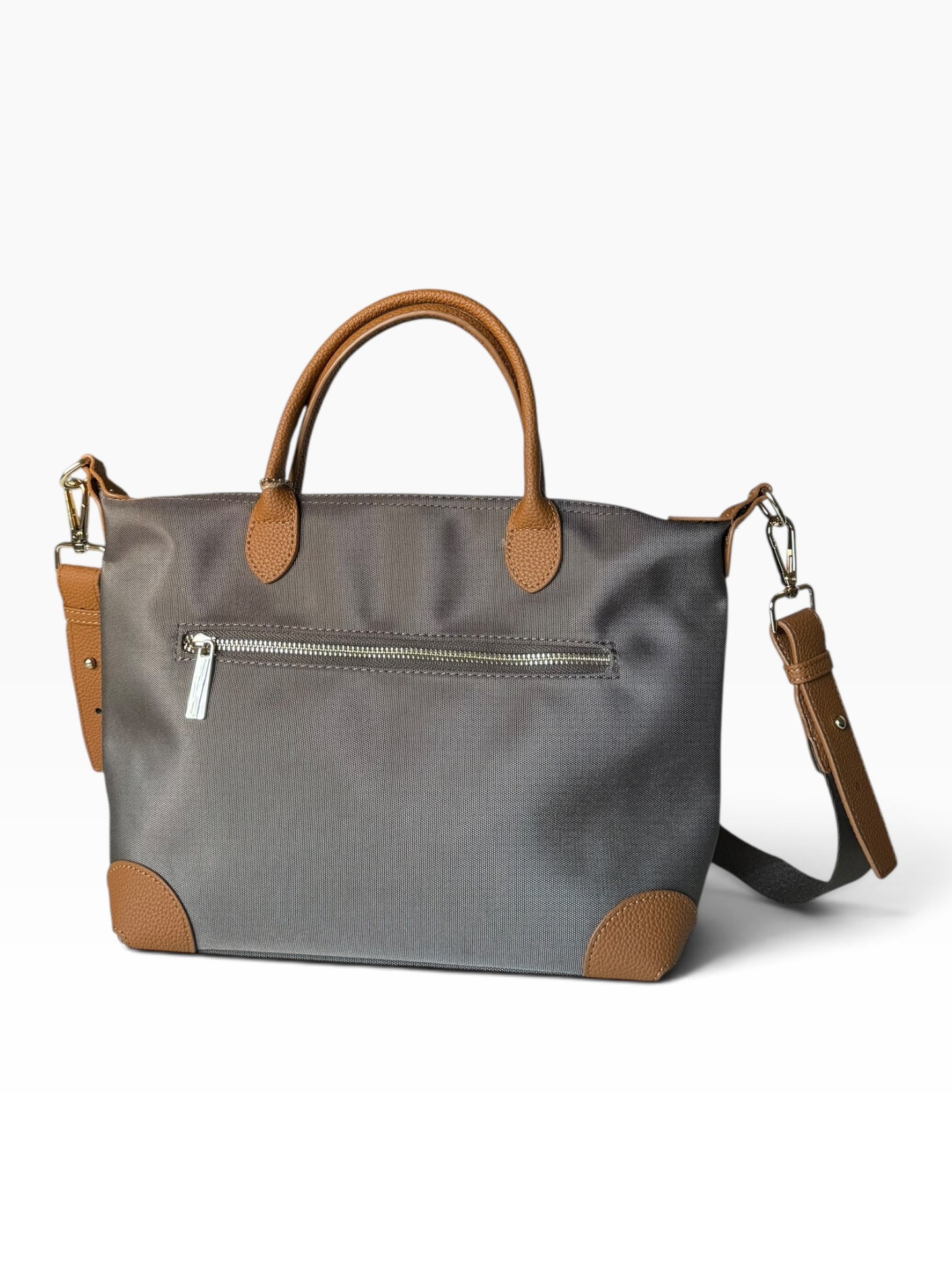 Borsa a Tracolla / A Mano in Nylon e Dettagli in Pelle
